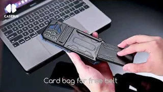 Casebus - Slim Armor Wallet Phone Case with Credit Card Holder -Kickstand Rugged Shockproof Cover