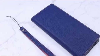 Galaxy S22 Leather Case with Card Slot, Wrist Strap and Kickstand Genuine Leather