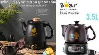Ấm sắc thuốc bắc Bear JYH-B40Q1 dung tích 3.5 lít, đun bằng điện, nồi tự động sứ cách nhiệt gia dụng