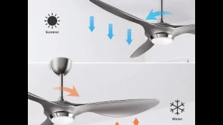 reiga 52 in Silver Ceiling Fan with Dimmable LED Light Kit Remote Control Modern Blades Reversible D
