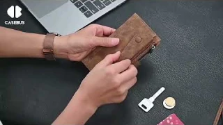 669 Casebus   Folio Flip Wallet Phone Case   Luxury Leather, with Card Slots, Zipper Pocket, Wrist S