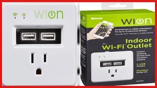 WiOn 50055 Indoor Wi-Fi Plug-In USB Wall Tap, 1 Grounded Outlet, 2 USB Ports