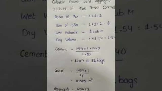 About civil engineering ||Calculate cement,sand, aggregate in 1cubic metre of M25 Grade concrete
