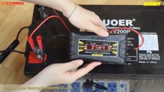 Suoer Smart Fast Battery Charger 12V 10A With LCD Screen Display(SON-1210D)