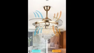 Review LED Crystal Ceiling Fans European style Light Luxury Modern Home Minimalist Invisible Fan Lam
