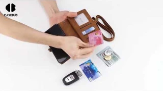 Casebus Crossbody Detachable Phone Wallet Case, Zipper Purse & Card Slots, Wrist Strap Cover