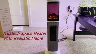 Trustech Tower Space Heater with 3D Realistic "Flame" Unboxing and Review