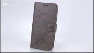 Guuds Video Embossing Butterfly Flower Leather Wallet Phone Case