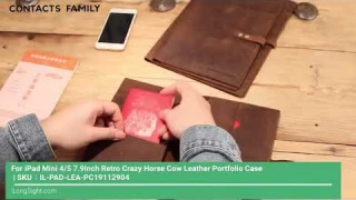 For iPad Mini 4/5 7.9Inch Retro Crazy Horse Cow Leather Portfolio Case  | iLongSight.com