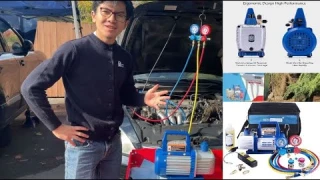 How To Operate Fill Oil Pull AC Vacuum Evacuate System B4 Recharge Refrigerant | VIVOHOME Vane Pump