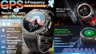 🔥 2025 Military GPS Smart Watch for Men | AMOLED Screen, 5ATM Waterproof & Outdoor Fitness Beast!
