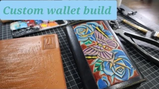Custom wallet build with commentary. Leather tooling roses and butterfly.