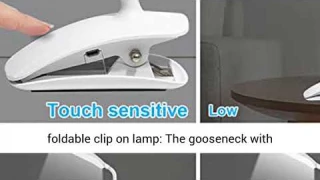 DEEPLITE Clip on Lamp Touch Control Table Lamp, Battery Operated Reading Light for Desk, Bed