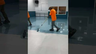 BLUE EPOXY Flooring Install! #satisfying