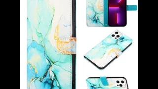 iPhone 13 Pro Max Wallet Marble Pattern Case