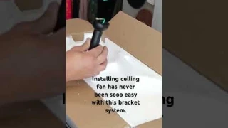 Ceiling fan install simplified with this ball & socket type bracket system.