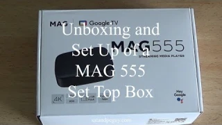 Unboxing Setup Connecting and Install of a MAG 555 Streaming Media Player box