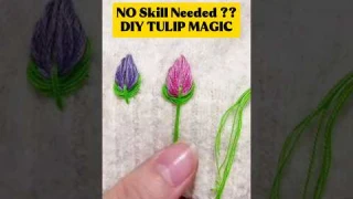 DIY with No Skill Needed!🌷 How to Make 3D Tulip Stitch with Just a Pen!  #shorts #sewing #embroidery