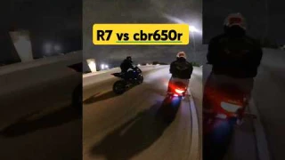 yamaha R7 vs Cbr650r.  #bike #motorcycle #yamaha #60roll #race #cbr650r #r7 #bikelife #1320video