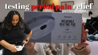 testing a wearable heating pad for period pain relief | suffering from cramps on my period vlog