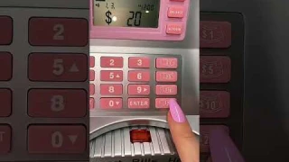 Mini ATM machine that actually works as a piggy bank so cute in pink #amazon #atmmachine