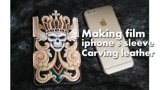 Making film iphone 6 sleeve wallet case carving leather