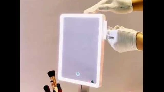 Square Makeup mirror with LED lights brightness adjustable touch switch with a vanity organizer