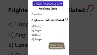 Verbal Analogy Quiz | Practice Question 30 | Verbal Ability #reasoning
