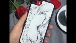 ZVE iPhone 7 8 White Marble Wallet Case with Slim Card Holder