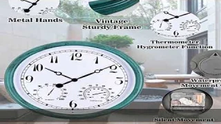 15 Inch Indoor/Outdoor Waterproof Wall Clock, Outdoor Clock with Thermometer and Hygrometer Combo,