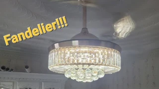 Fandelier 42" Crystal Ceiling Fan & LED Light Install & Review