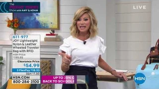 JOY Lightweight Nylon   Leather Wheeled Traveler Bag wit...