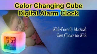 Vibrant Wake-Up: 7-Color Digital Display Alarm Clock with Temperature #alarmclock #temperature