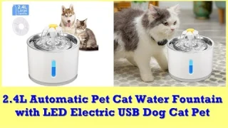 2.4L Automatic Pet Cat Water Fountain with LED Electric USB Dog Cat Pet Mute Drinker Feeder Bowl Pet