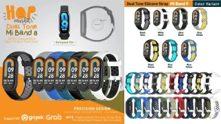 Strap Dual Tone Silicone Band 8 for Xiao Mi Band 8 Tali Silikon Rubber