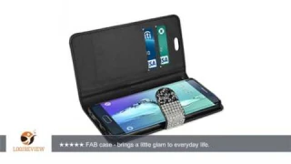 Reiko Bling Diamond Wallet Case for Samsung Galaxy S6 Edge Plus - Retail Packaging - Black |