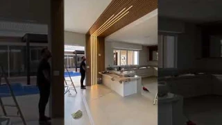 Running LED Strip installed on wall and ceiling wood panels #ledlights