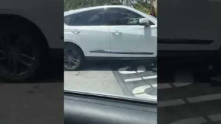 Girl in new Acura almost runs over Chick-fil-A employee curbs wheels #tampafl #chickfila #cantdrive
