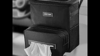 HOTOR Car Trash Can with Lid and Storage Pockets, 100% Leak-Proof Car Organizer,