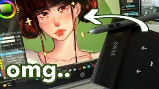 Traditional artist tries DRAWING TABLET for FIRST TIME 🤡 / Veikk S640 Drawing Tablet Review
