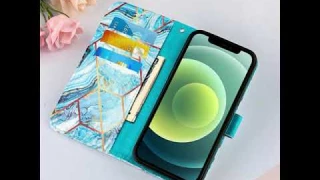 iPhone 12 Marble Pattern Wallet Stand Leather Case