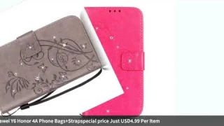 For Huawei Y6 Luxury Bling Diamond Book Style Leather Wallet Flip Butterfly Funda Case Cover For ...