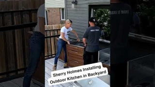 Sherry Holmes Installing Outdoor Kitchen In Backyard #HolmesApproved #outdoorkitchen