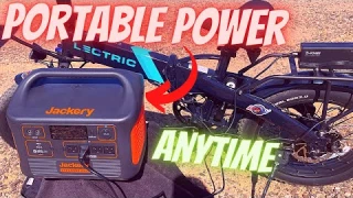 Portable Solar Generator Charges Electric Bike - Jackery 2000