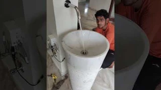 Automatic sensor wash basin tap by Jaquar and granite wash basin #plumbing #plumber #sidhumoosewala