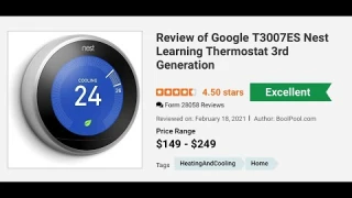Review of Google T3007ES Nest Learning Thermostat 3rd Generation