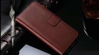Genuine Leather Flip Wallet Stand Design with Card Slot Phone Case