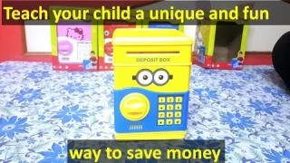 Electronic Piggy Bank with Password Lock for Coins and Notes Collecting | Unbox & Test