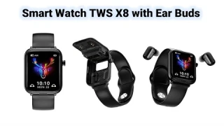 X8 2 in 1 Smart Watch with Earbuds, TWS Bluetooth Earphone Health Monitor Sport  Fitness Tracker