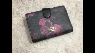 Coach  Medium Corner Zip Wallet With Halftone Floral Print